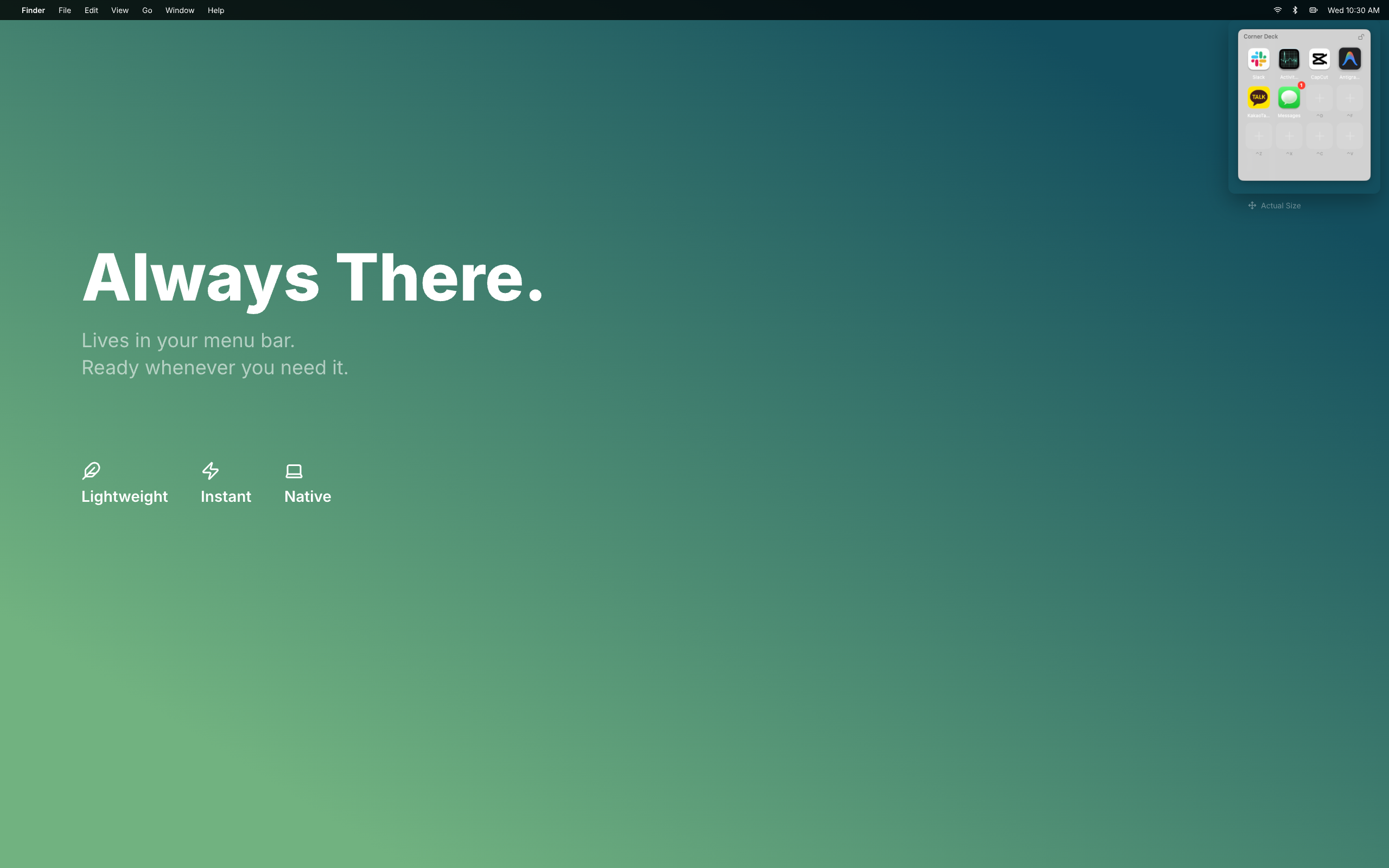 Corner Deck in menu bar